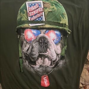 Green Military Army Bulldog in Combat Gear Medium Shirt